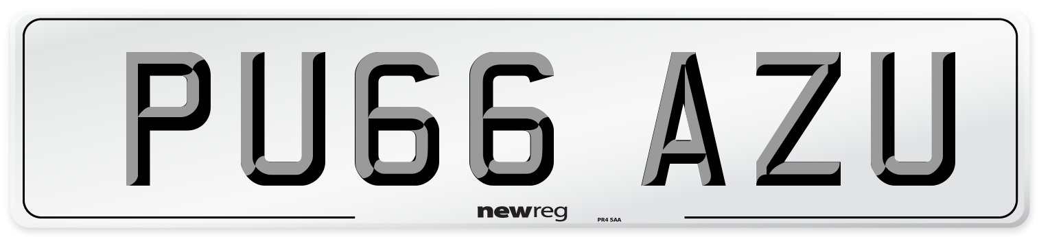 PU66 AZU Number Plate from New Reg